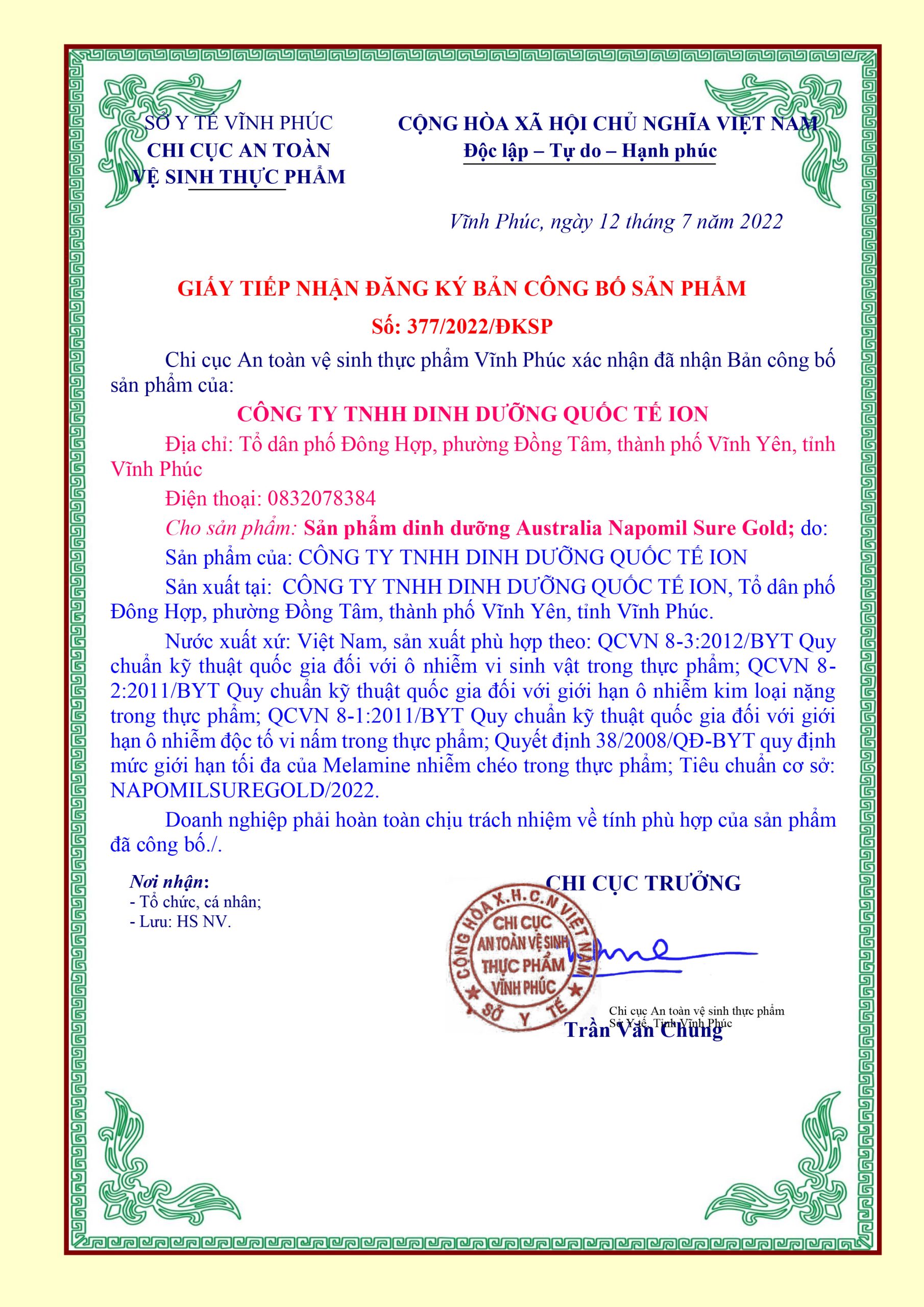 CBSP NAPOMIL AUSTRALIA SURE GOLD - BỘ-1